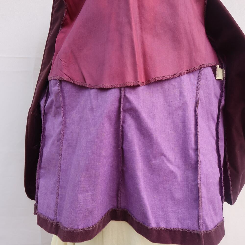 VTG Christel Velvet Blazer Women’s Sz 12 Burgundy Notch Lapel Single Breasted - Picture 13 of 14